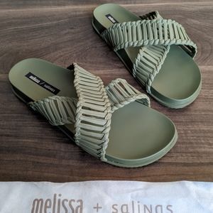 New - No box - Melissa Salinas Cosmic II Sandal Dark Green Moss Jelly slides